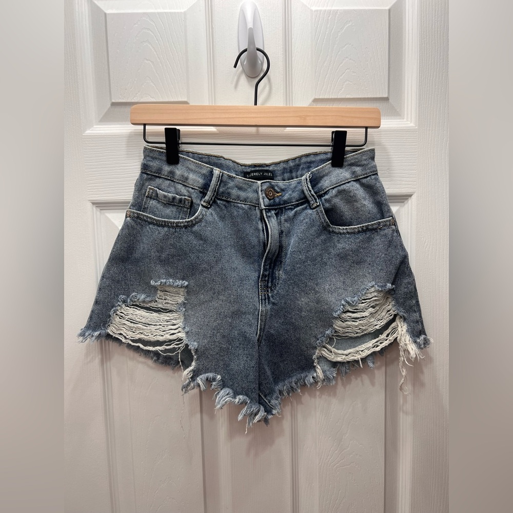 Sincerely Jules Distressed Light Blue Denim Jean Shorts